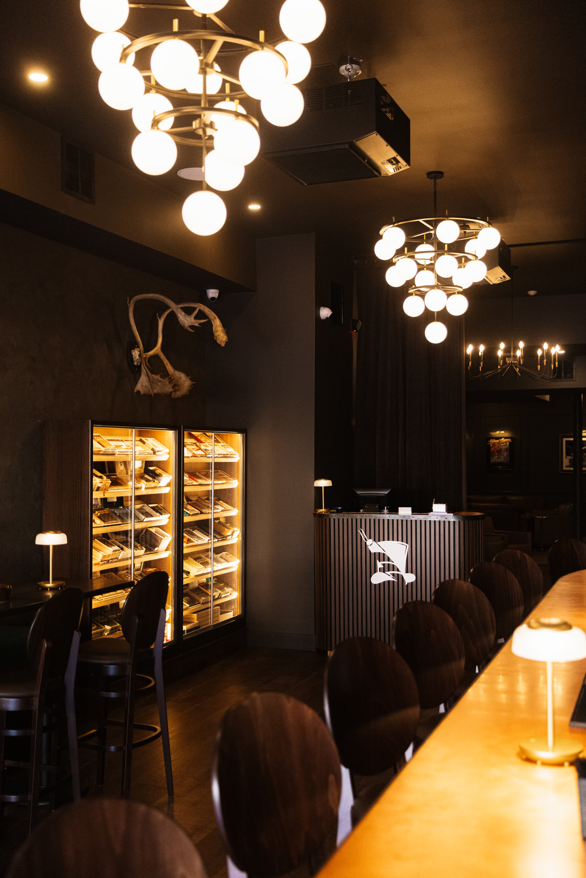 The curved mahogany bar at Legends